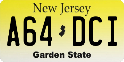 NJ license plate A64DCI