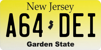 NJ license plate A64DEI