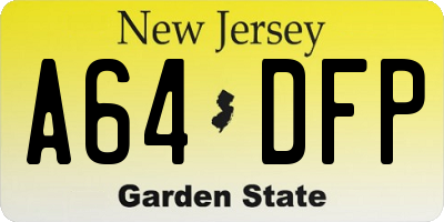 NJ license plate A64DFP