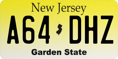 NJ license plate A64DHZ
