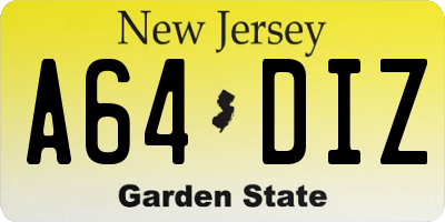 NJ license plate A64DIZ