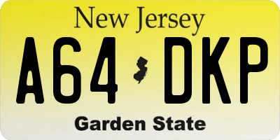 NJ license plate A64DKP