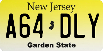 NJ license plate A64DLY