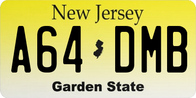 NJ license plate A64DMB