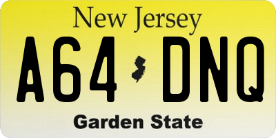 NJ license plate A64DNQ