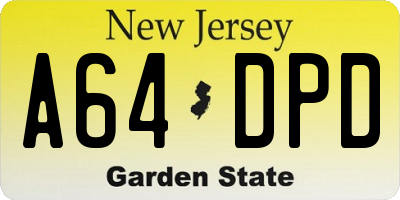 NJ license plate A64DPD