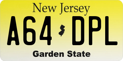 NJ license plate A64DPL