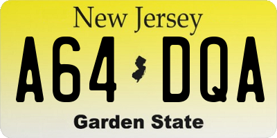 NJ license plate A64DQA