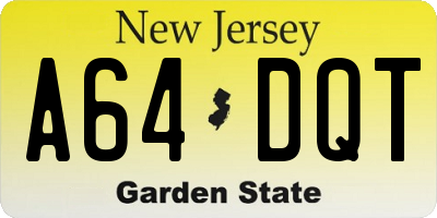 NJ license plate A64DQT