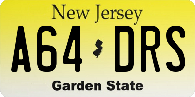 NJ license plate A64DRS