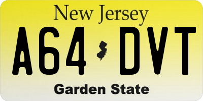 NJ license plate A64DVT