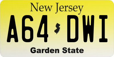 NJ license plate A64DWI