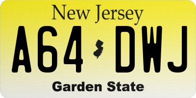 NJ license plate A64DWJ