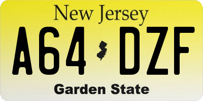 NJ license plate A64DZF