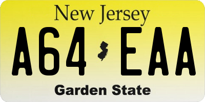 NJ license plate A64EAA