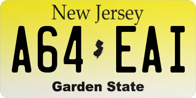NJ license plate A64EAI