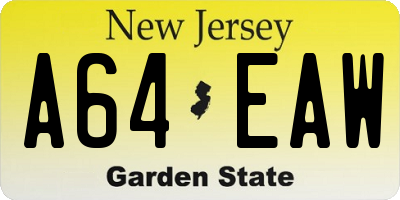 NJ license plate A64EAW