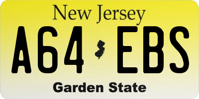 NJ license plate A64EBS