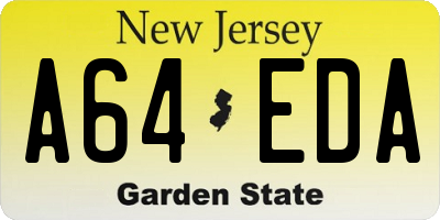 NJ license plate A64EDA
