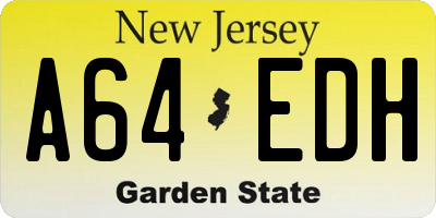 NJ license plate A64EDH