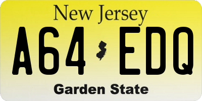 NJ license plate A64EDQ