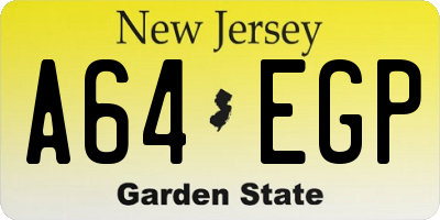 NJ license plate A64EGP