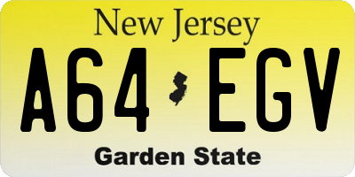 NJ license plate A64EGV