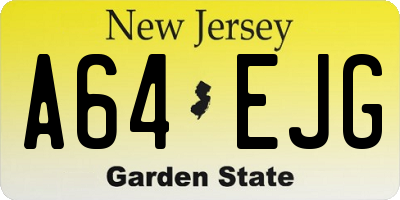 NJ license plate A64EJG