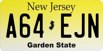 NJ license plate A64EJN
