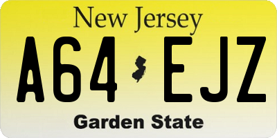 NJ license plate A64EJZ