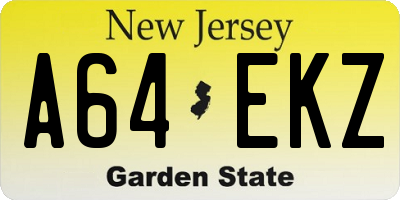 NJ license plate A64EKZ