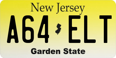NJ license plate A64ELT