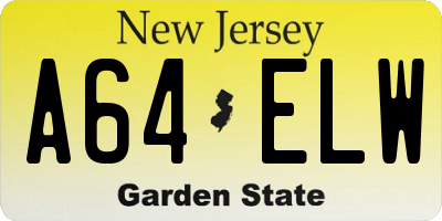 NJ license plate A64ELW