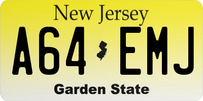 NJ license plate A64EMJ