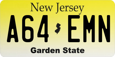 NJ license plate A64EMN