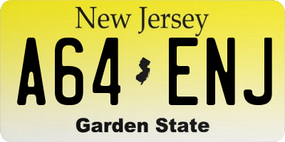 NJ license plate A64ENJ