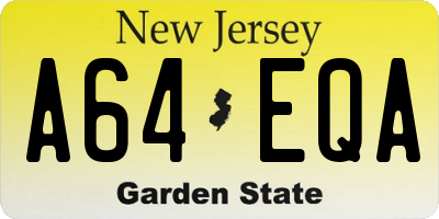 NJ license plate A64EQA
