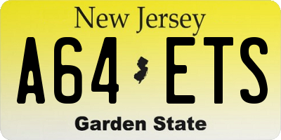 NJ license plate A64ETS