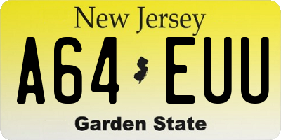NJ license plate A64EUU