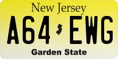 NJ license plate A64EWG