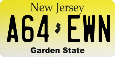 NJ license plate A64EWN