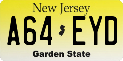 NJ license plate A64EYD