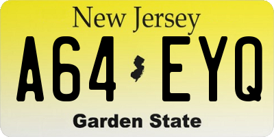 NJ license plate A64EYQ
