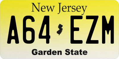 NJ license plate A64EZM