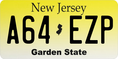 NJ license plate A64EZP