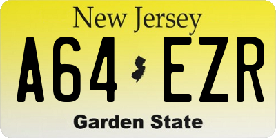 NJ license plate A64EZR