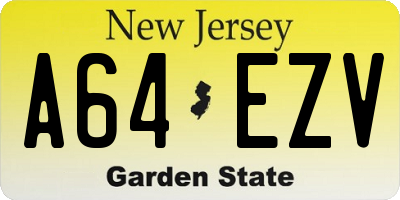 NJ license plate A64EZV