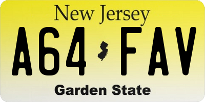 NJ license plate A64FAV