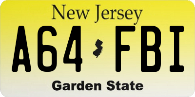 NJ license plate A64FBI