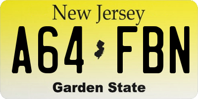 NJ license plate A64FBN